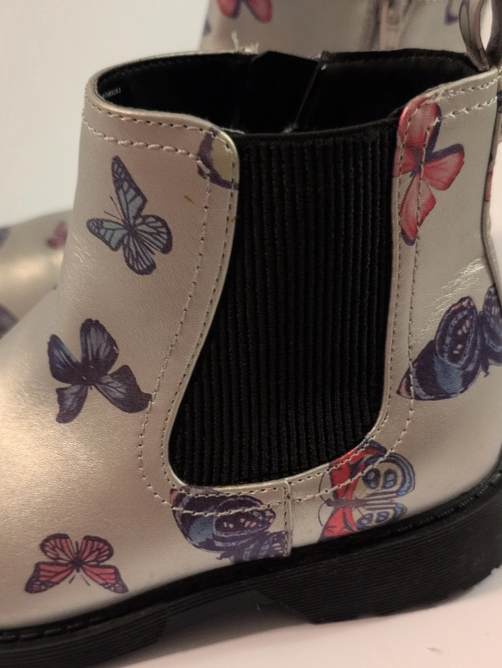 Madden Girls Silver Butterfly Boots Sz 3